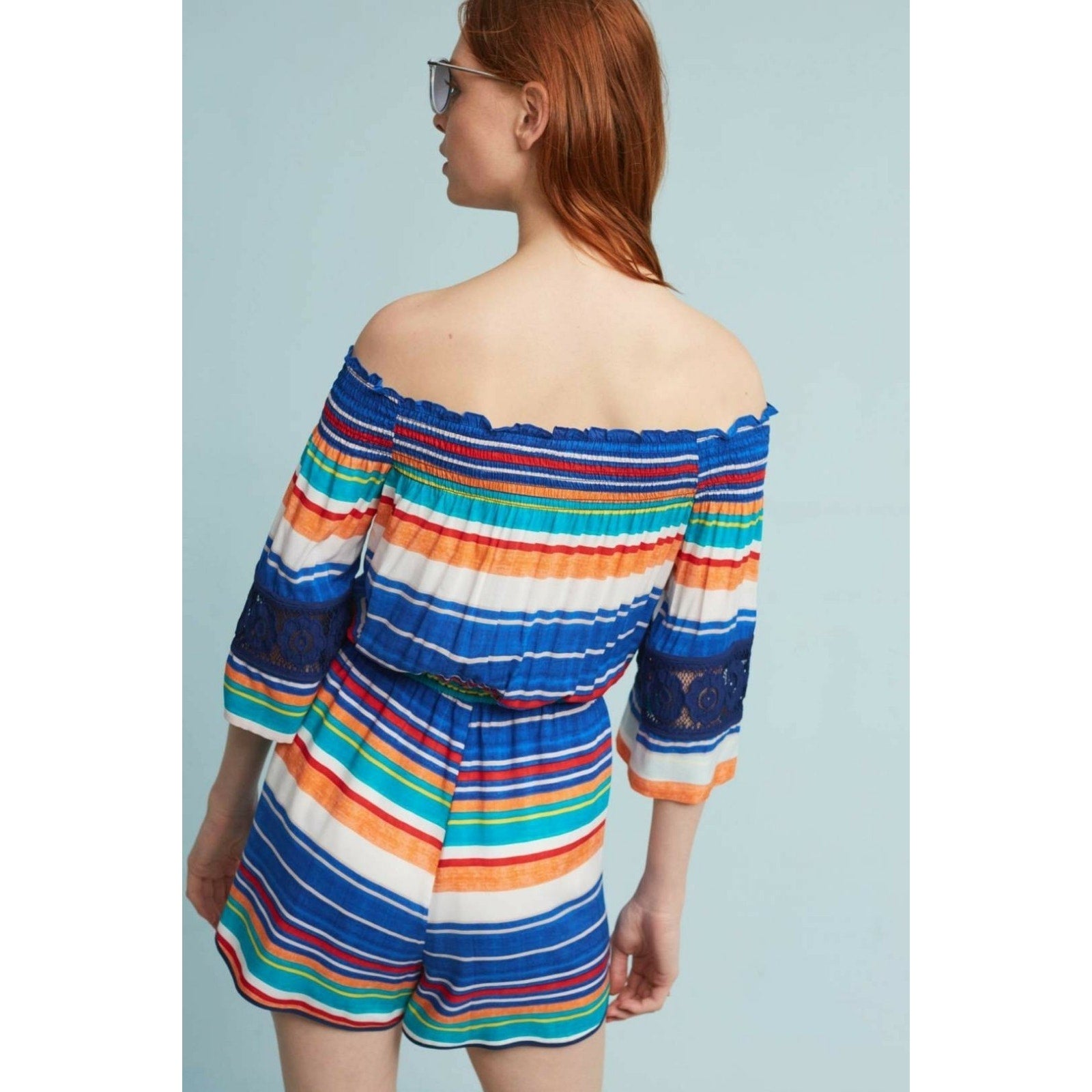 New Anthropologie Tucson Off-The-Shoulder Romper By Plenty Tracy Reese $148 XL