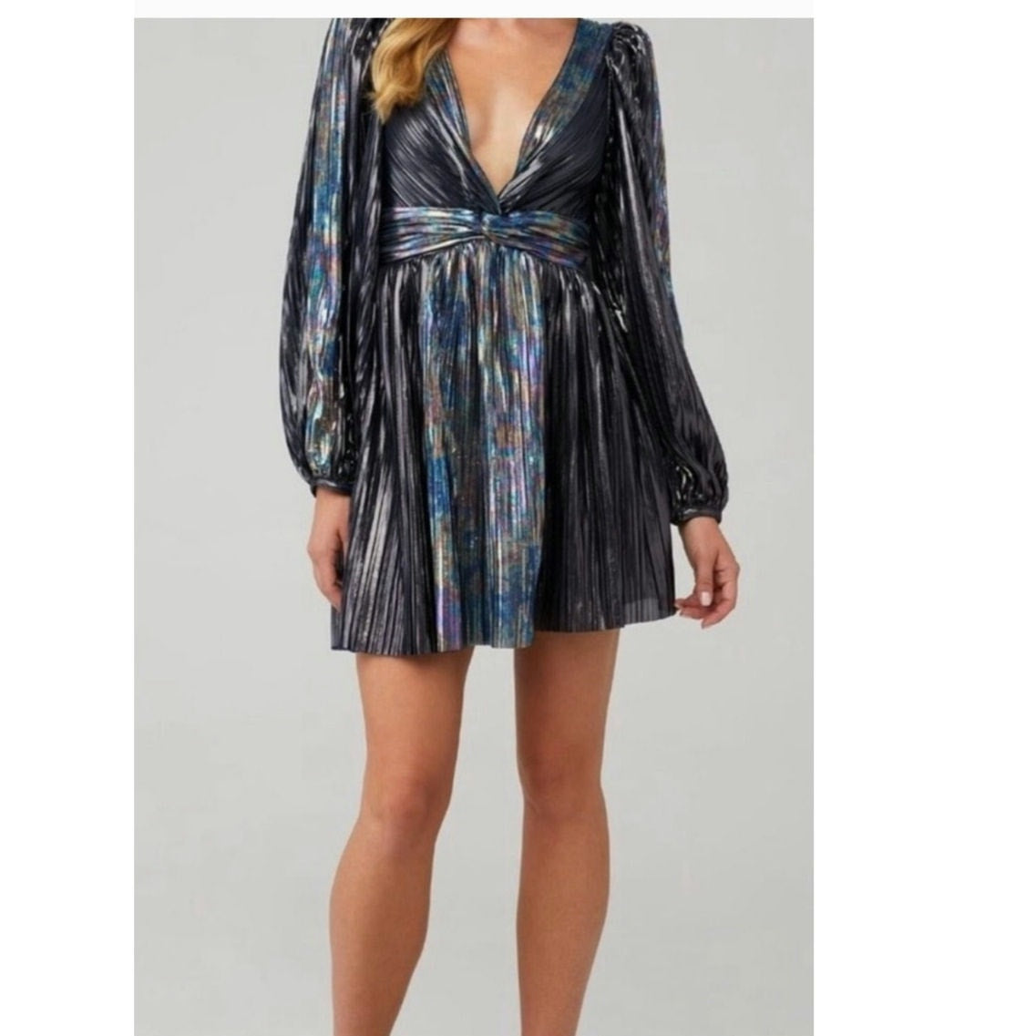 New FREE PEOPLE by Sabina Musayev Wendy Mini Dress $325 LARGE Dark Silver