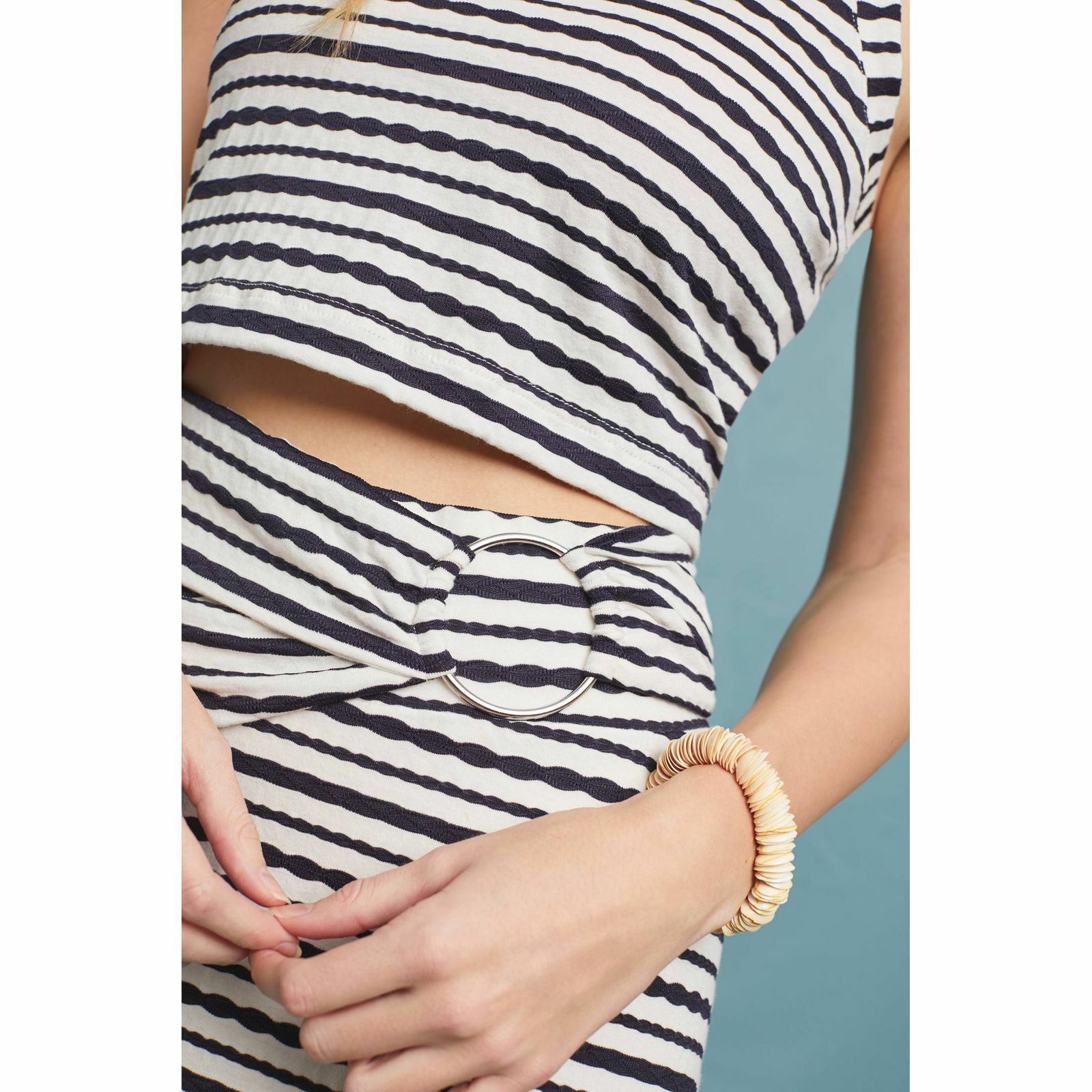 New Anthropologie x Maeve Terpsichore Knit Midi Skirt $118 X-SMALL Navy Striped