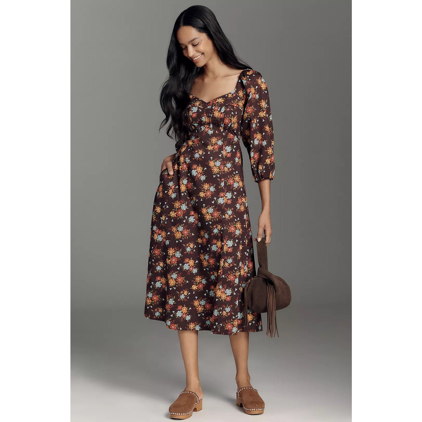Anthropologie Love The Label Carlotta Puff-Sleeve Midi Dress MEDIUM – Timeless Treasurz