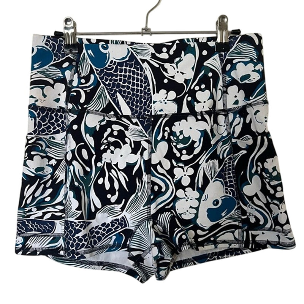FREE PEOPLE MOVEMENT Never Better Printed Run Shorts SMALL Blue Koi Fish Free People