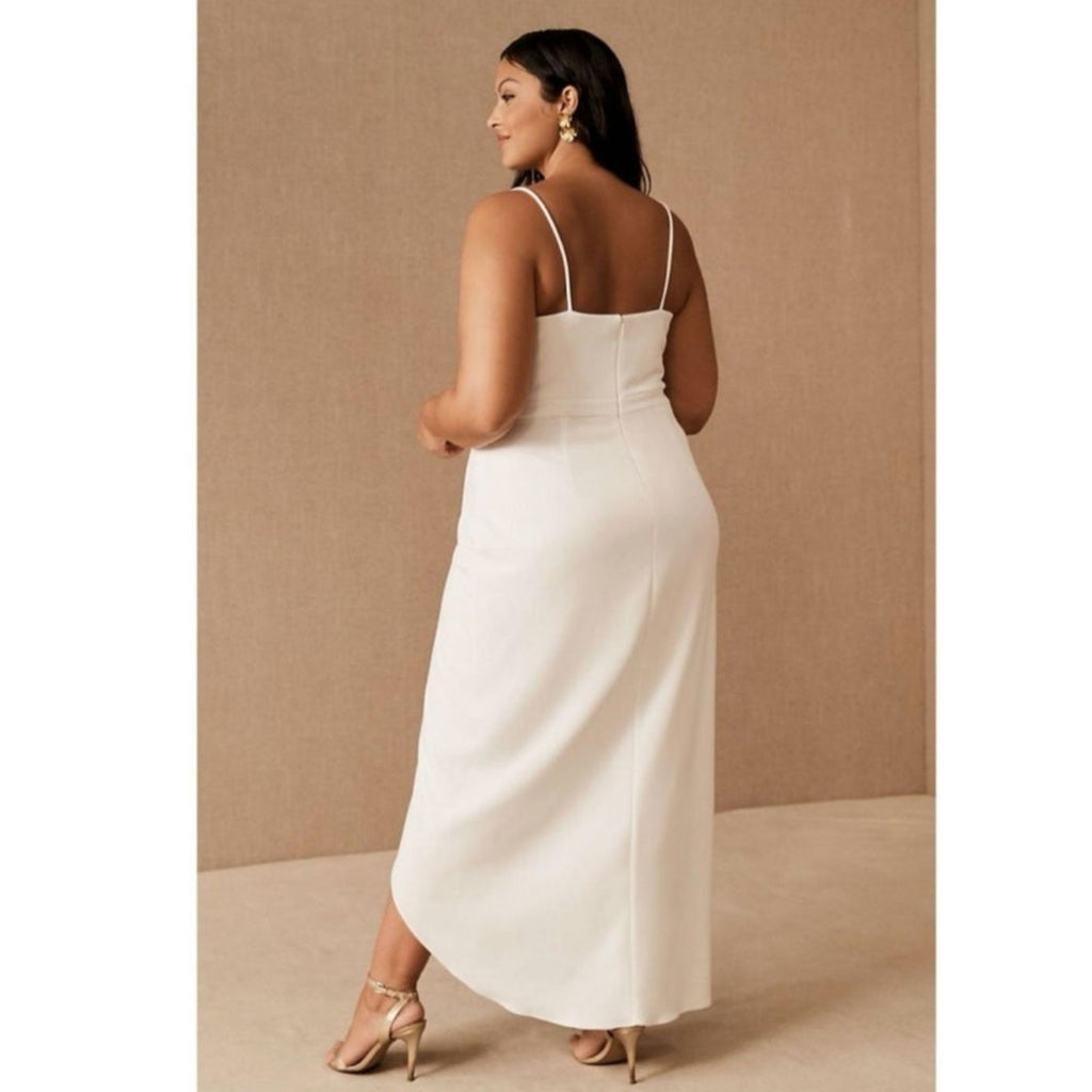 Anthropologie BHLDN Caron Crepe Midi Dress SIZE 8 Ivory - Off White Tulip Anthropologie