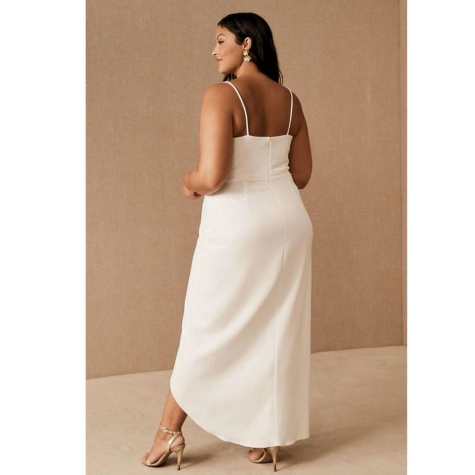 Anthropologie BHLDN Caron Crepe Midi Dress SIZE 8 Ivory - Off White Tulip Anthropologie