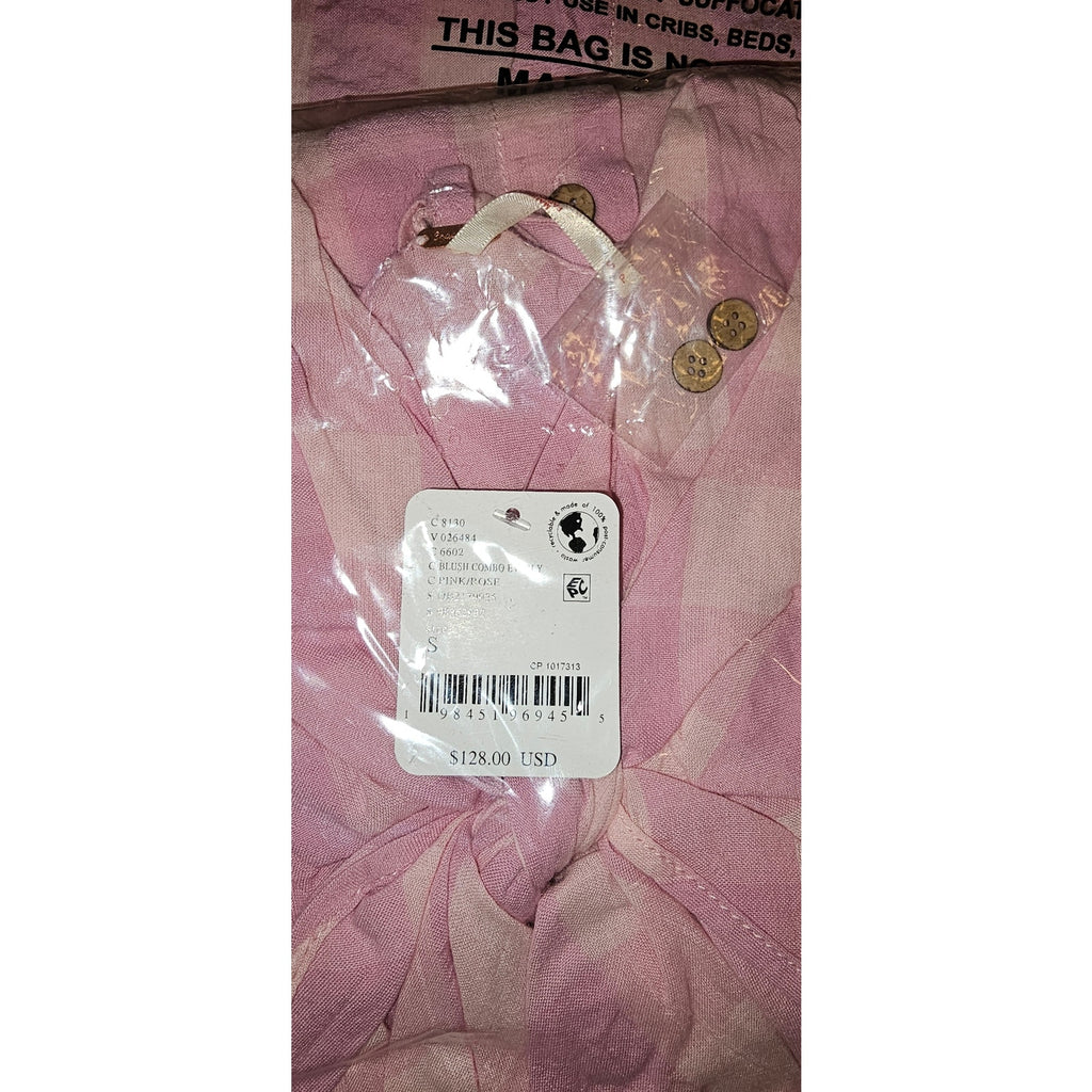 FREE PEOPLE Via Midi Dress SMALL Blush Combo/Pink FRONT TIE Free People