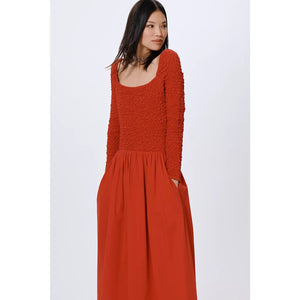 Anthropologie Damson Madder Malinda Smocked LongSleeve Midi Dress US 6