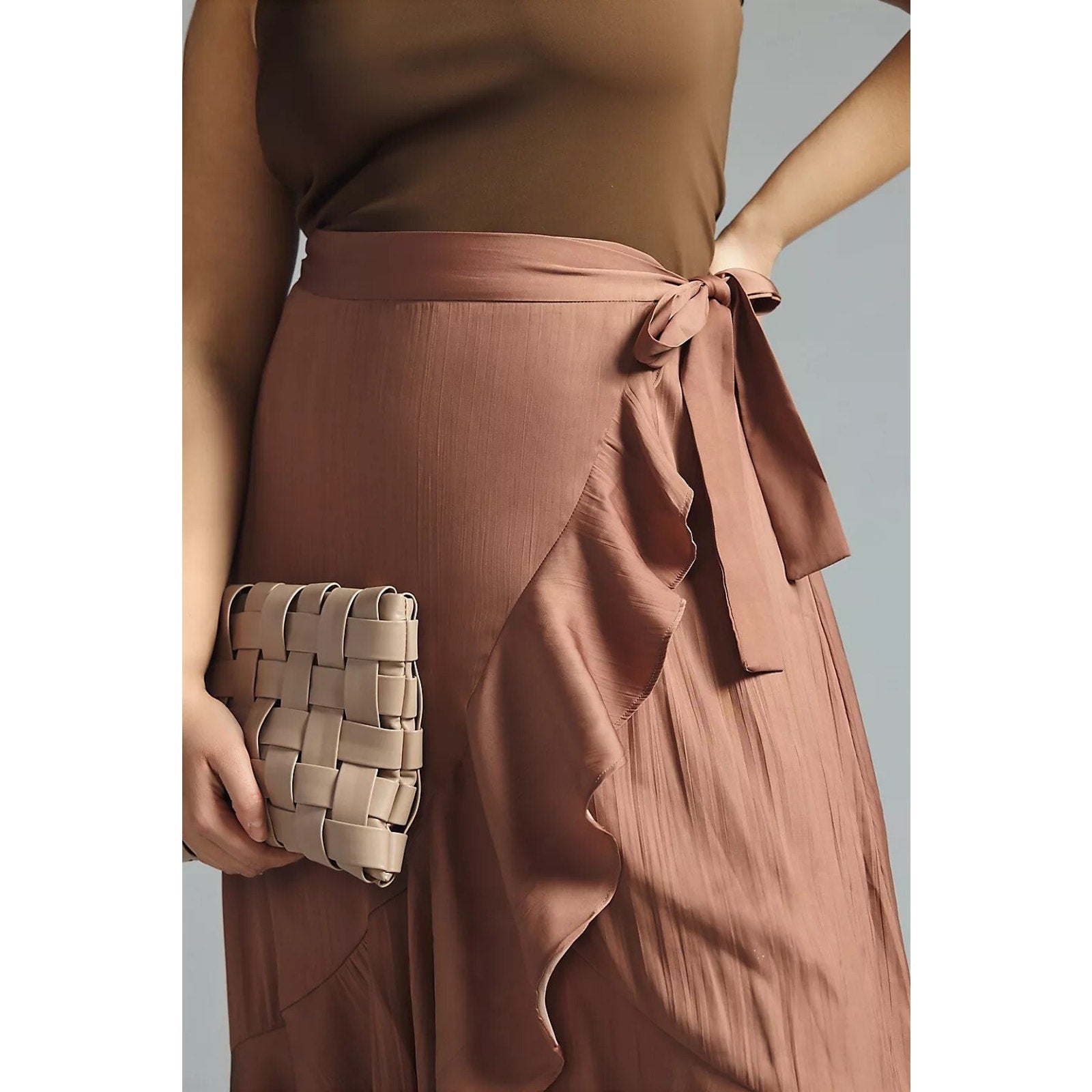 New Anthropologie Maeve Ruffled Wrap Maxi Skirt Size 1X