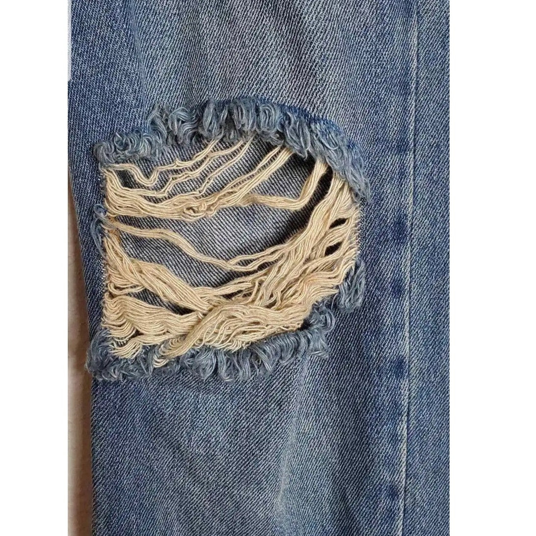 One Teaspoon Saints Distressed Jeans Size 25 Baggy Boyfriend Frayed Holes Loose