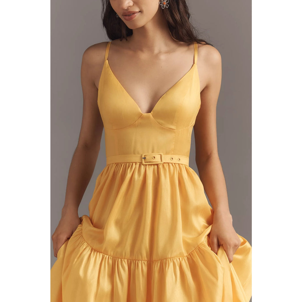 Anthropologie Hutch Atherton Sleeveless V-Neck Belted Midi Dress $258 18W