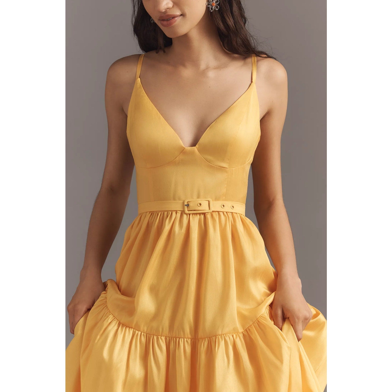 Anthropologie Hutch Atherton Sleeveless V-Neck Belted Midi Dress $258 18W
