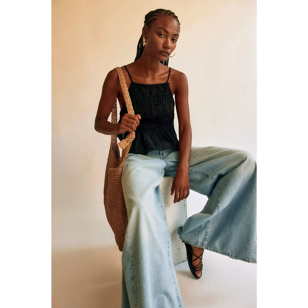 Free People FREE-EST Angelina Short Set X-SMALL Black Semi Sheer Free People