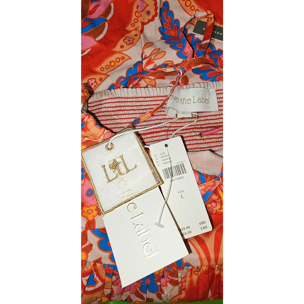 Anthropologie Love The Label Rita Halter A-Line Midi Dress LARGE Orange Anthropologie