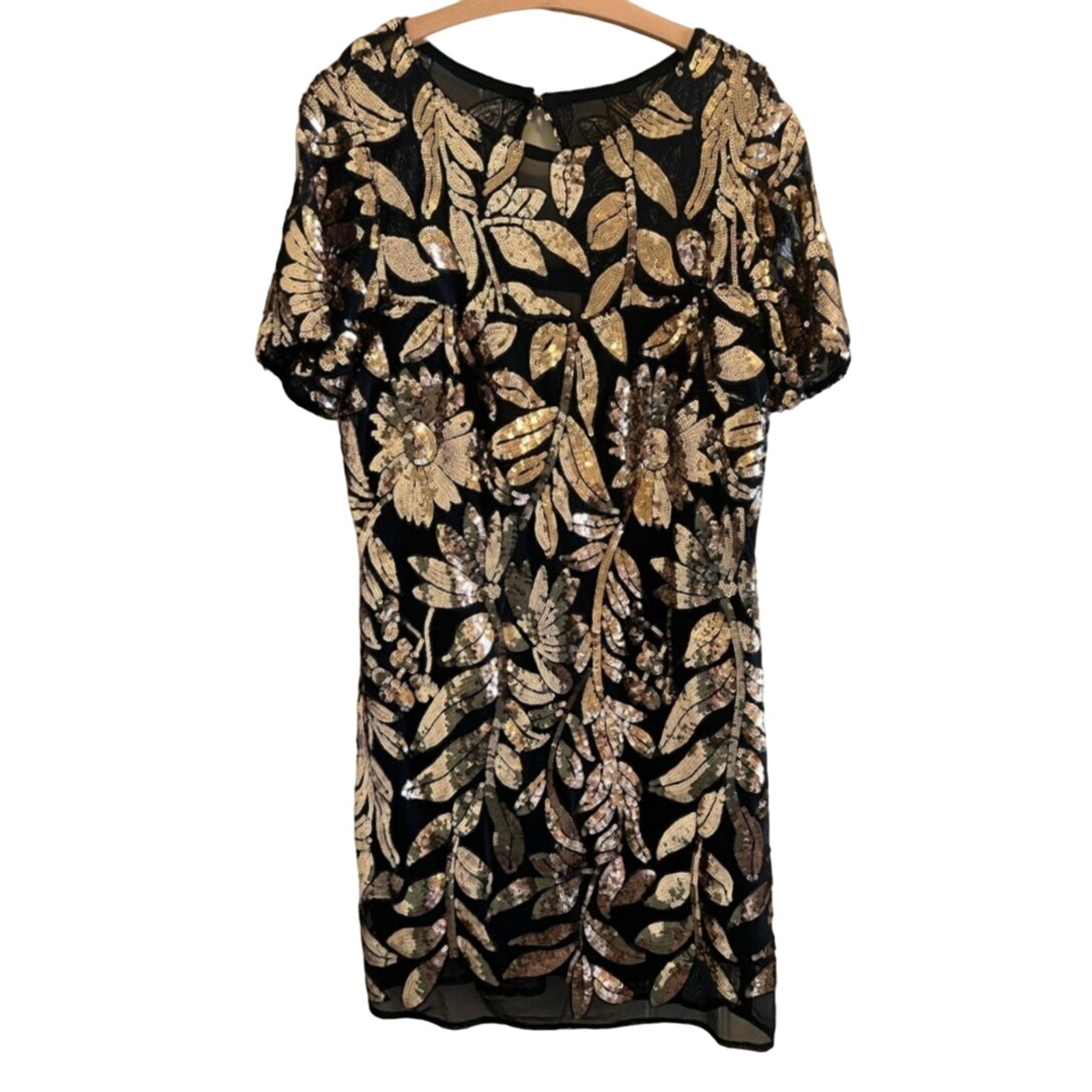 New Anthropologie Maeve Short-Sleeve Sheer Embellished Mini Dress $248 X-SMALL