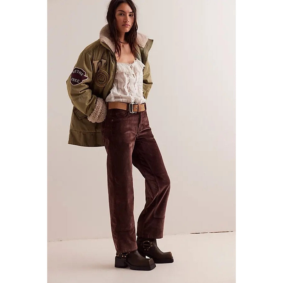 New FREE PEOPLE We The Free Risk Taker Cord Straight Jeans $128 SIZE 29 Brown