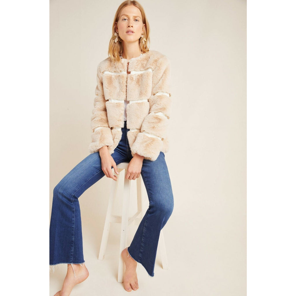 NEW Anthropologie $250 Arielle Faux Fur Jacket By Keepsake Size 4