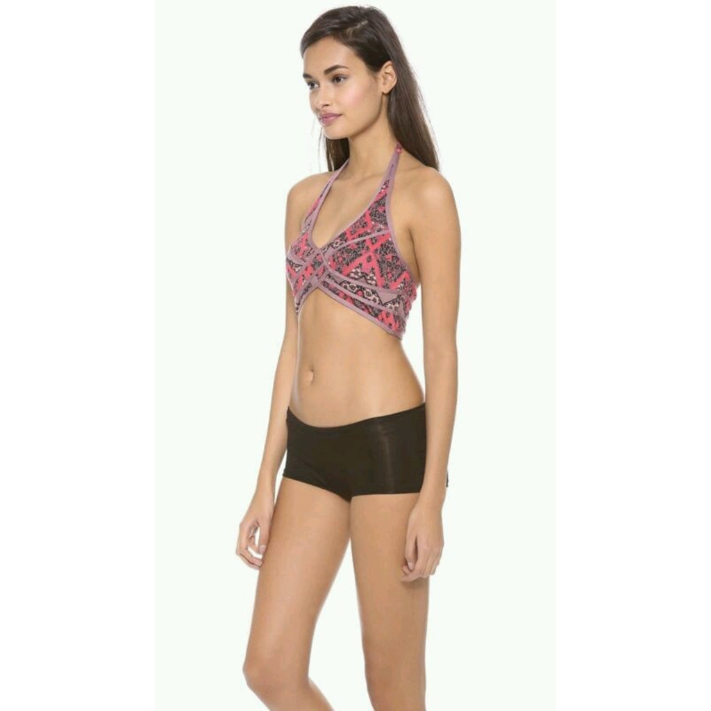 New $48 Free People Intimately Printed Halter Neck Bra TAUPE Size Medium