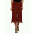 New Free People Two For One Sheer Lace Bottom Midi Skirt Rust Red Rust X-SMALL