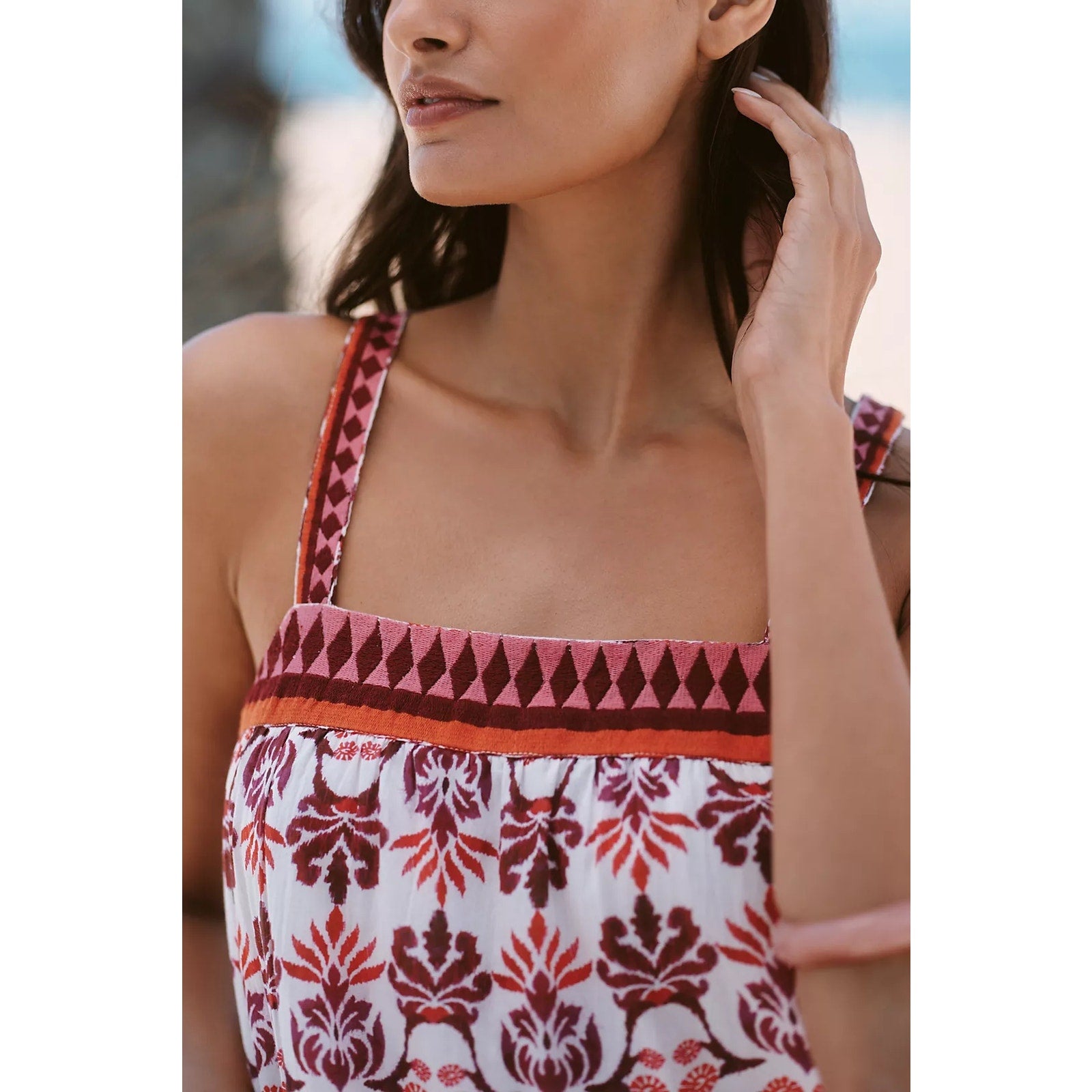 Anthropologie Garden Natasha Cotton Square-Neck Maxi Dress