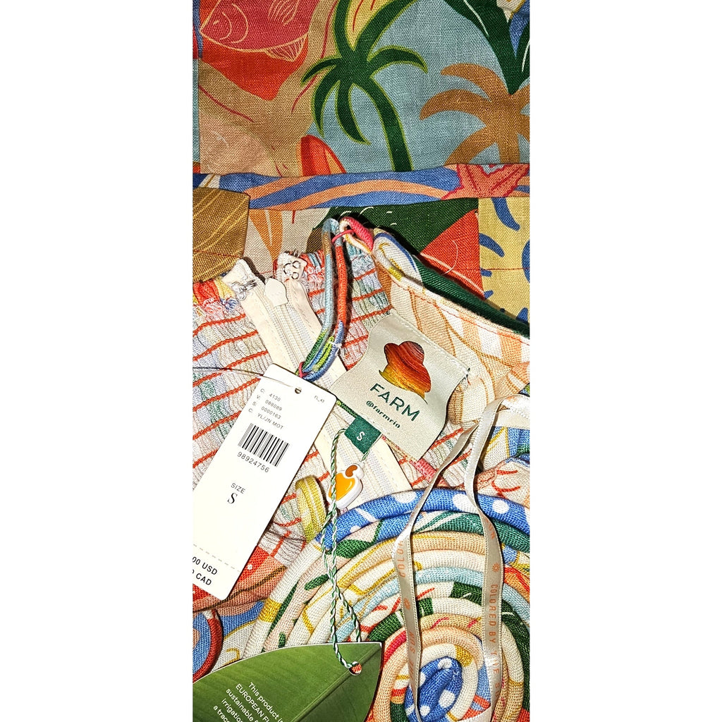 Anthropologie Farm Rio Linen Sleeveless Sweetheart Slim Maxi Dress S FARM Rio