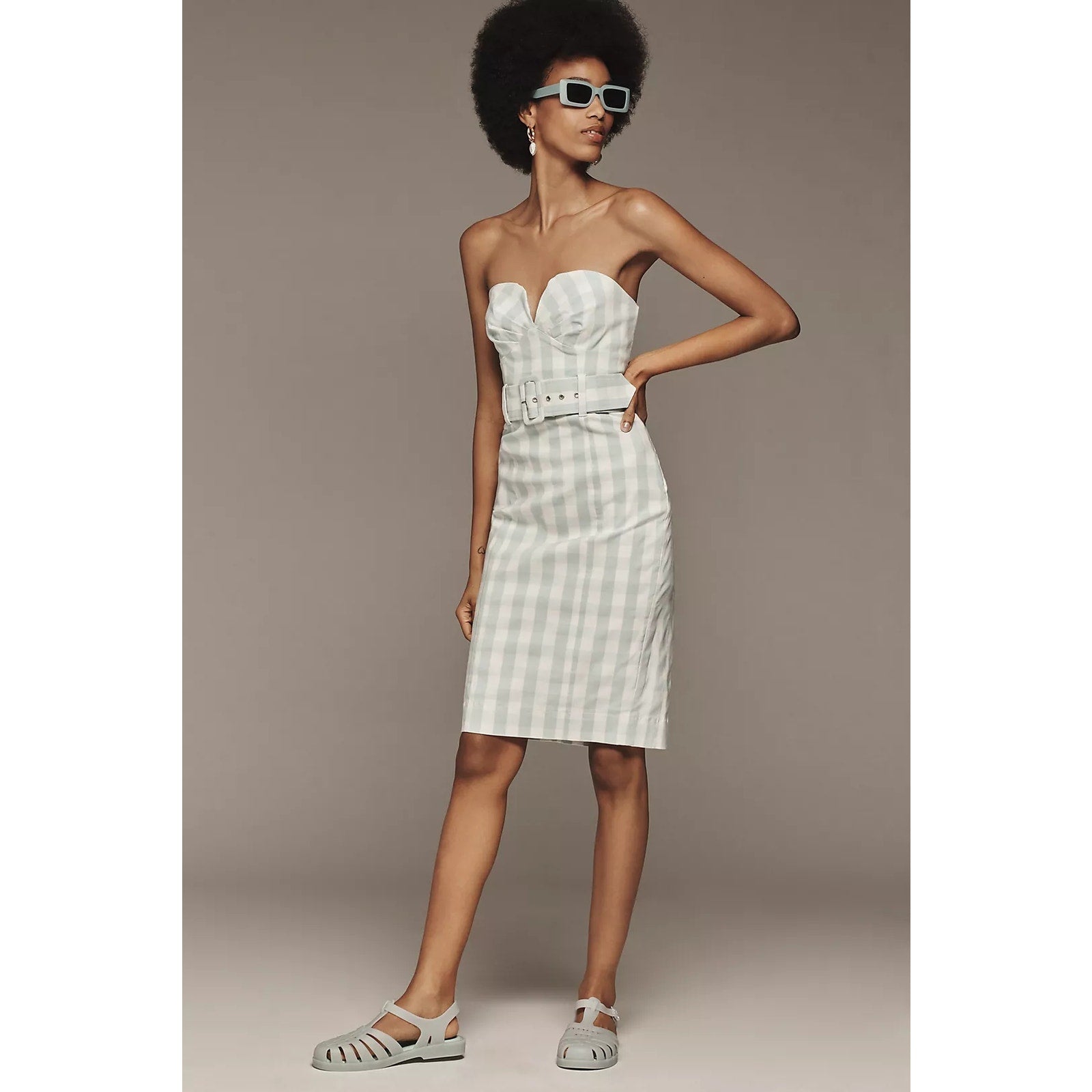 Anthropologie Maeve Strapless Sweetheart Fitted Midi Dress MEDIUM Mint Anthropologie