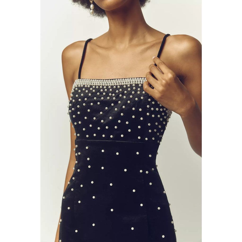 Anthropologie Brynne 3D Spaghetti-Strap Dress by Maeve: Pearl Edition Size 4