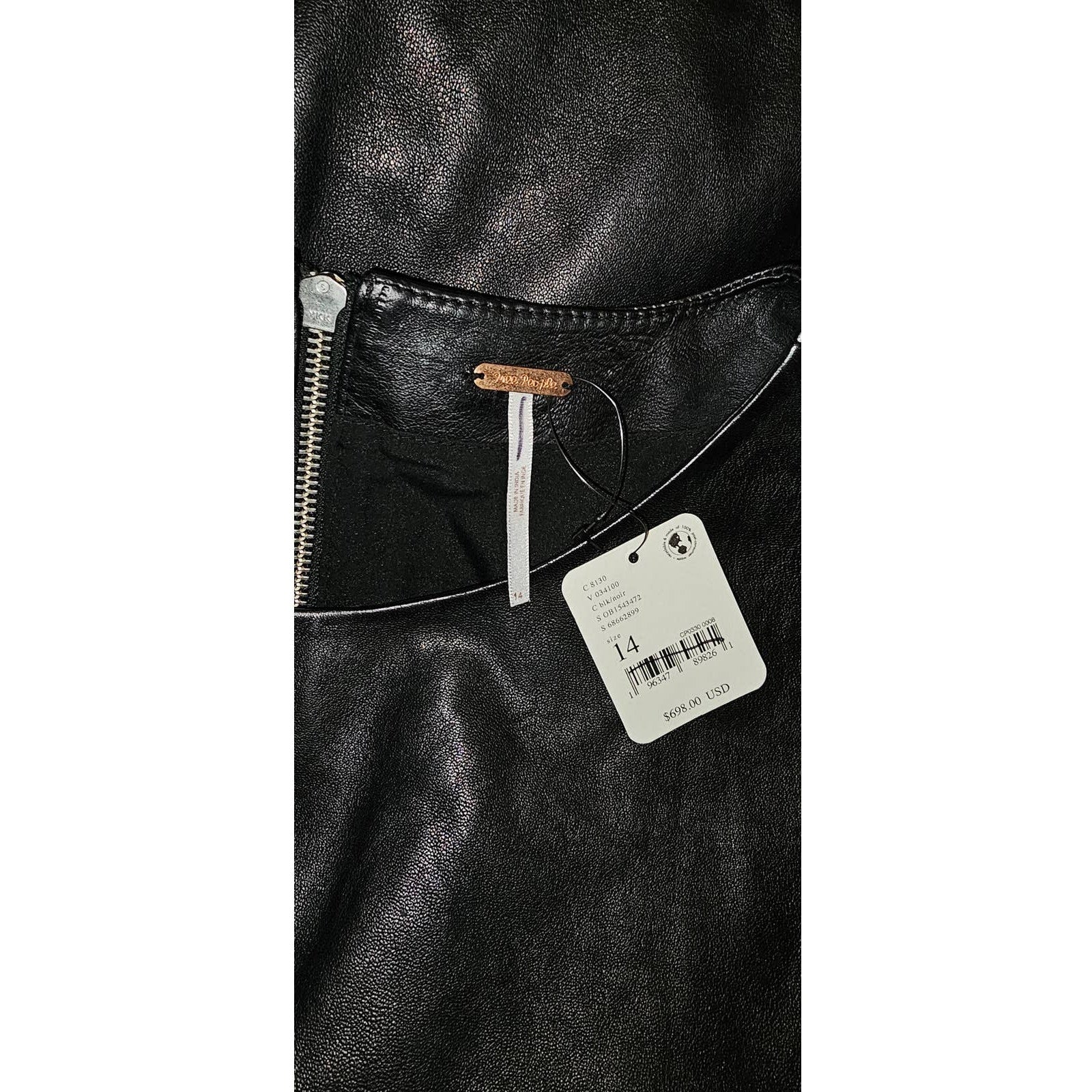 New FREE PEOPLE City Slicker Leather Mini Dress $698 SIZE 10 Black