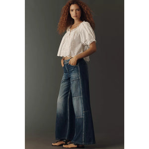 Anthropologie Pilcro Adi Reworked Mid-Rise Relaxed Wide-Leg Jeans Sz 25