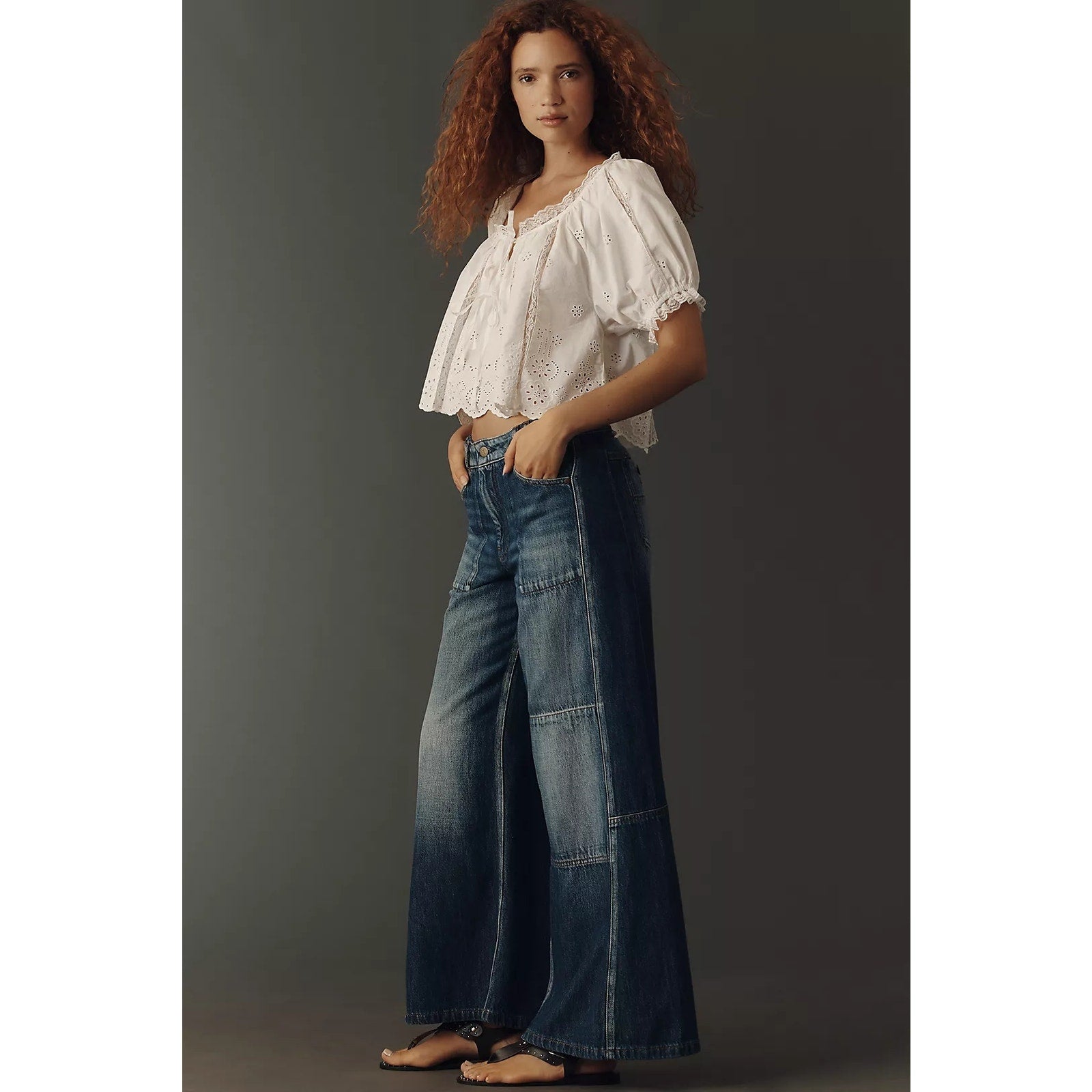 Anthropologie Pilcro Adi Reworked Mid-Rise Relaxed Wide-Leg Jeans Sz 25 Anthropologie