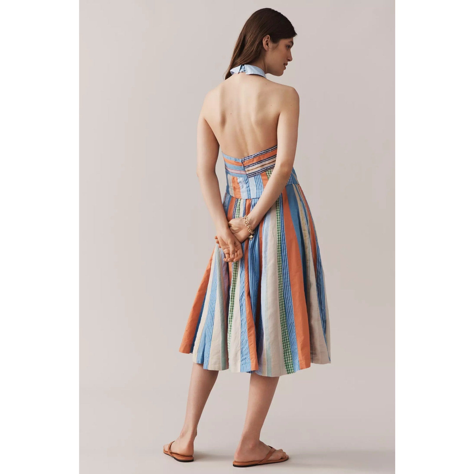Anthropologie Maeve Collared Halter Midi Shirt Dress SIZE 4 Striped Anthropologie