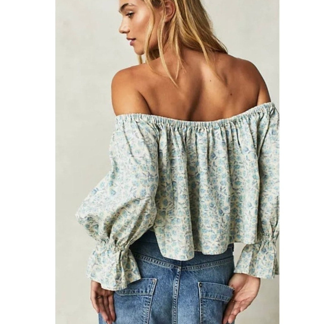 Free People James Shoulder Smock Crop Top
