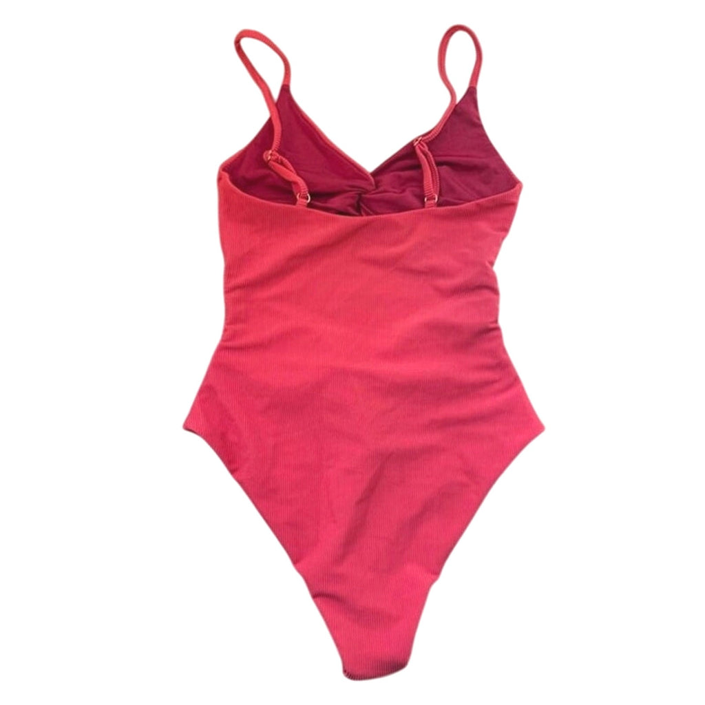 FREE PEOPLE Beach Riot Aviva Rib One-Piece SMALL Hibiscus Free People