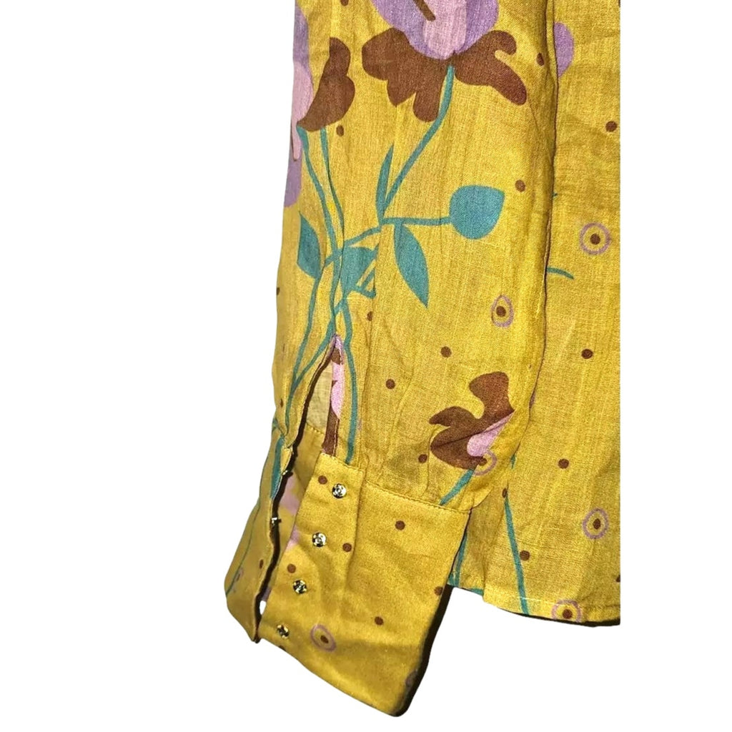 Free People Floral Long Sleeve Button Blouse
