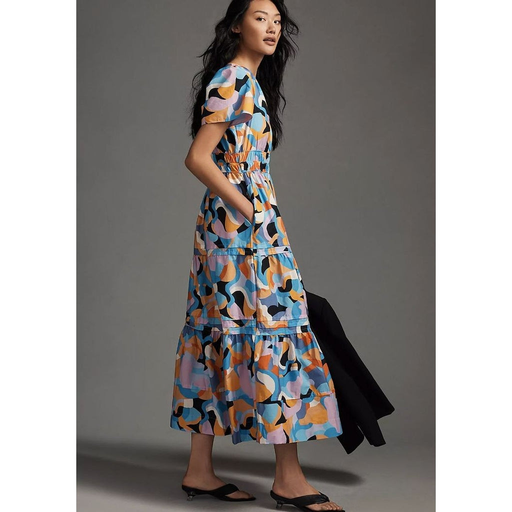 Anthropologie The Somerset Maxi Dress $168 XXS Orange Abstract
