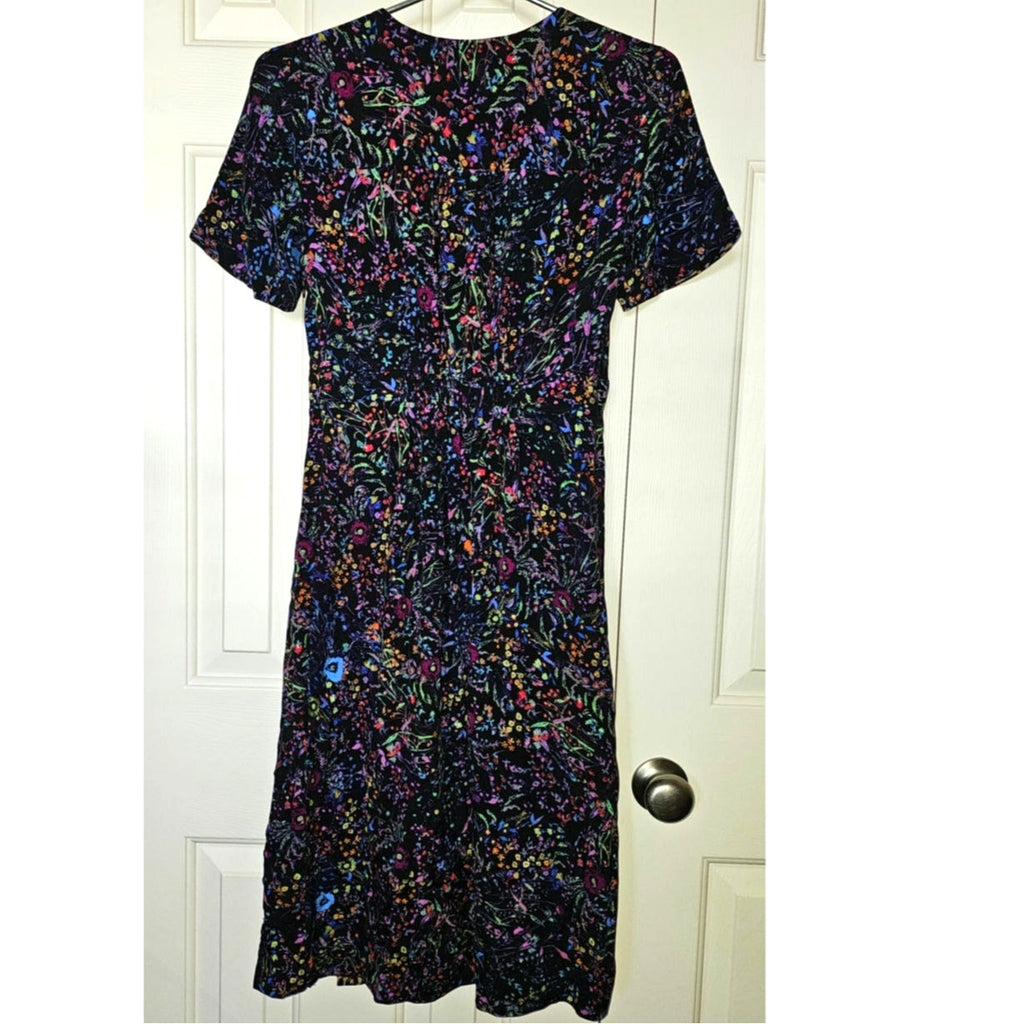 New ANTHROPOLOGIE by Maeve Morgan Dress $148 SIZE 2 Black Floral Motif
