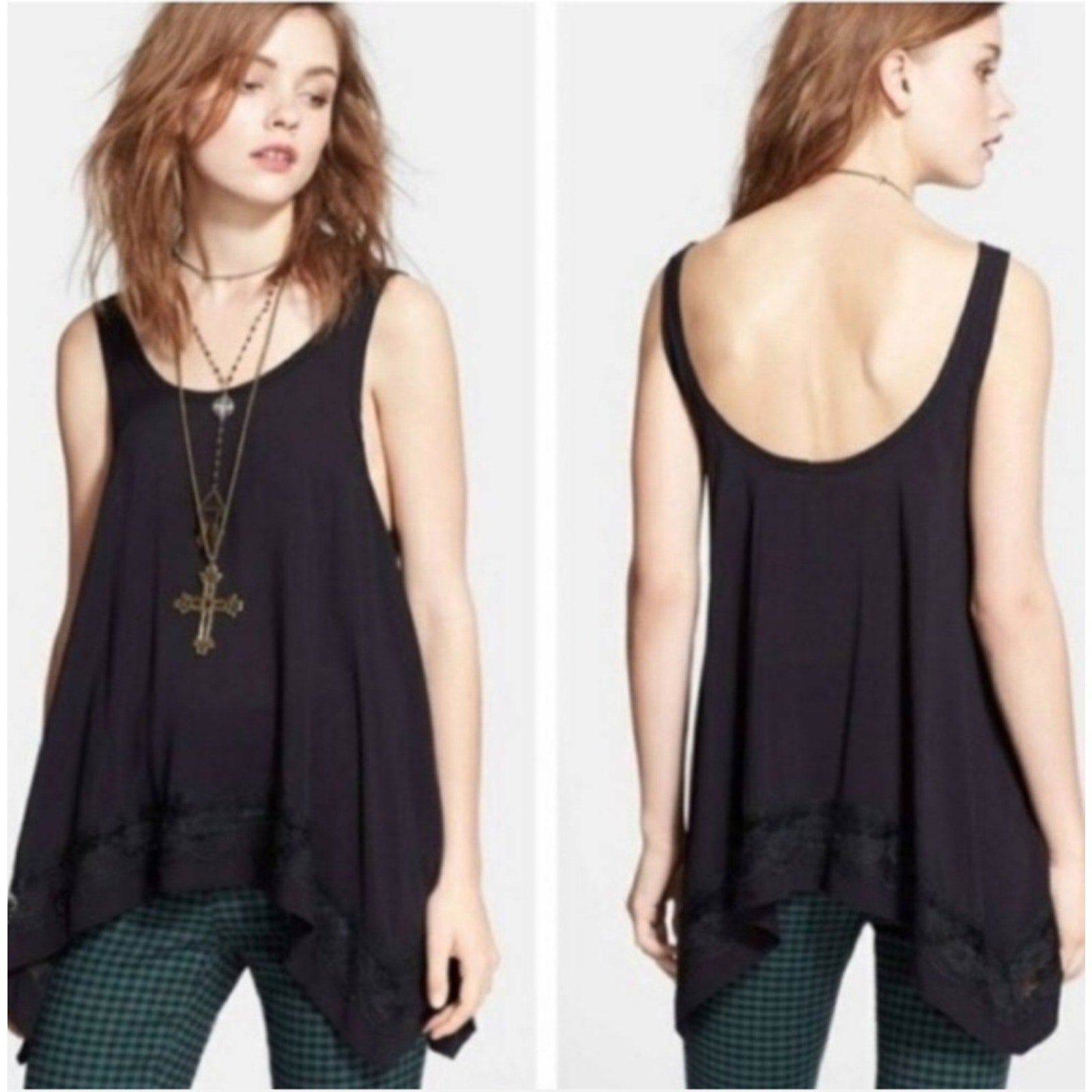 FREE PEOPLE INTIMATELY Outlined High Low Cami X-SMALL Black Free People