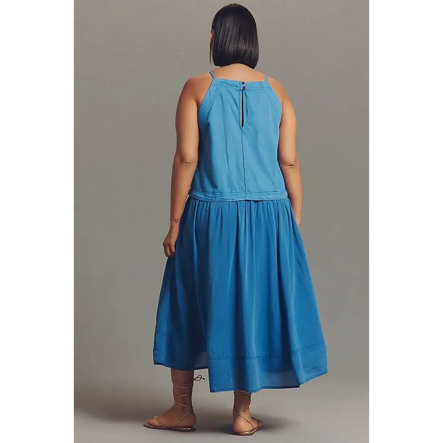 Anthropologie Pilcro Sleeveless Twofer Midi Dress X-SMALL SMALL Blue Anthropologie