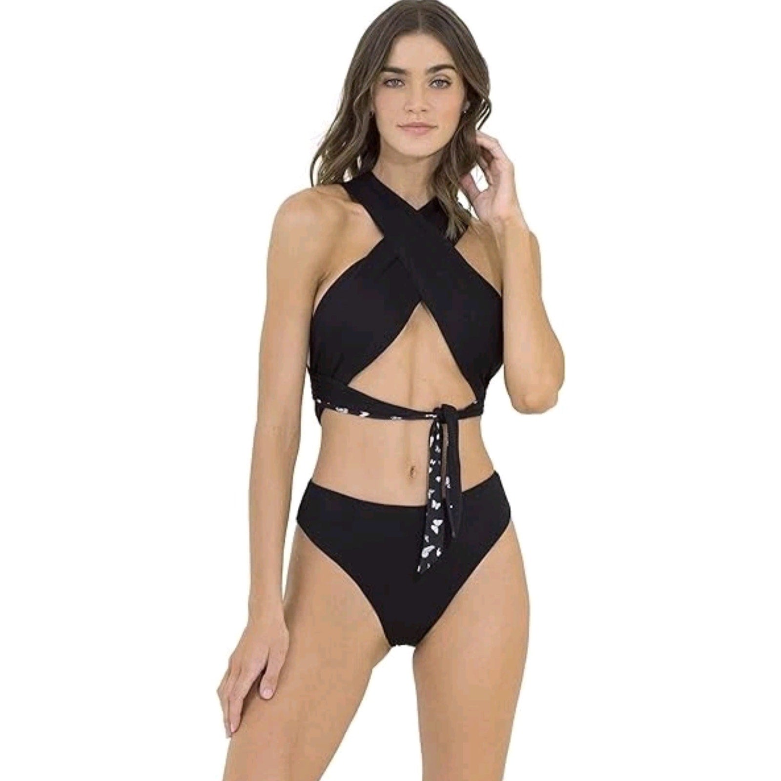 Maaji Radiant Reversible Tulip One Piece Swimsuit SMALL Black Butterfly Maaji