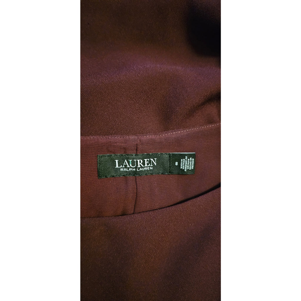Lauren Ralph Lauren size 8 label on dark garnet dress fabric