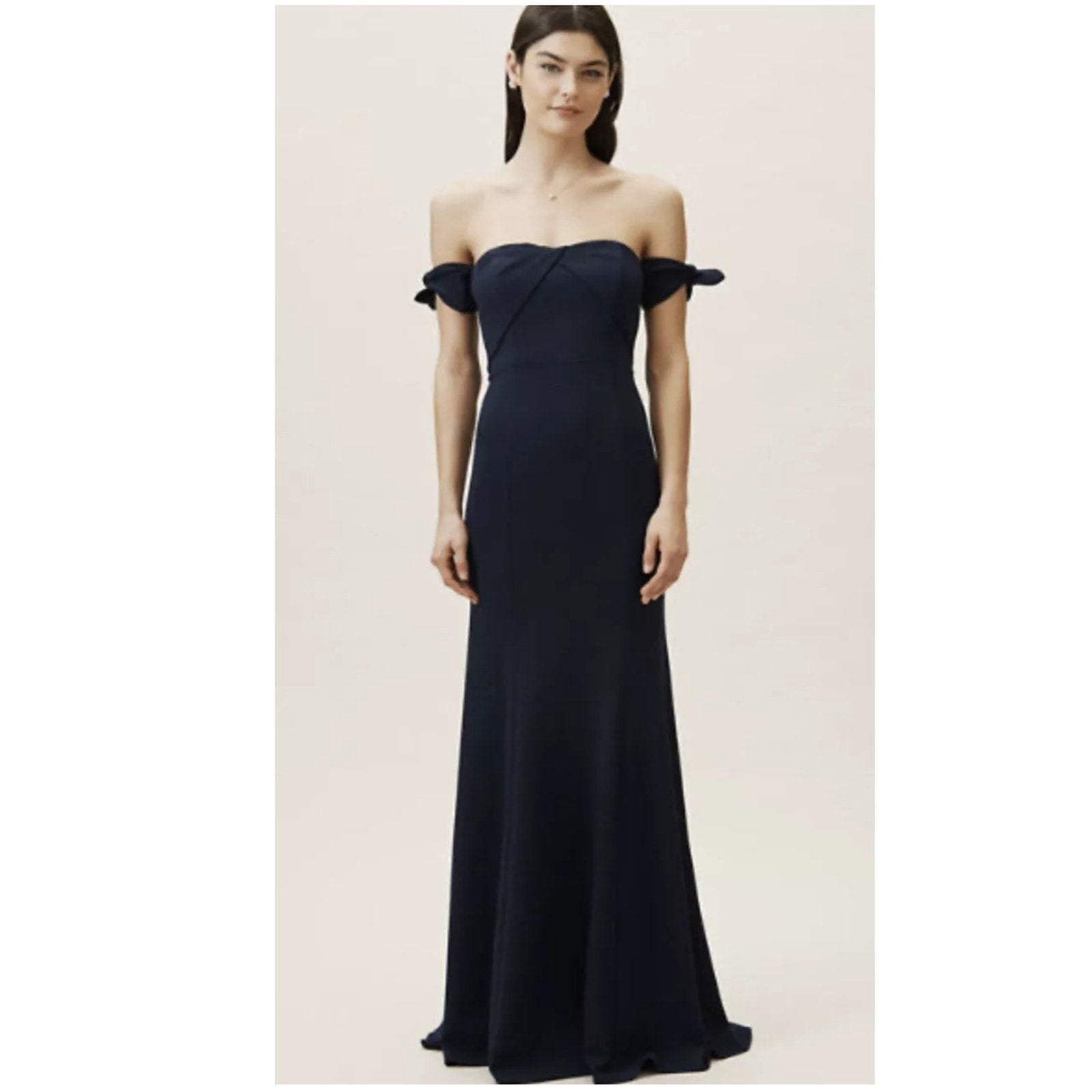 New BHLDN Delilah Dress WATTERS & WATTERS $285 SIZE 4 Navy Maxi Strapless Gown