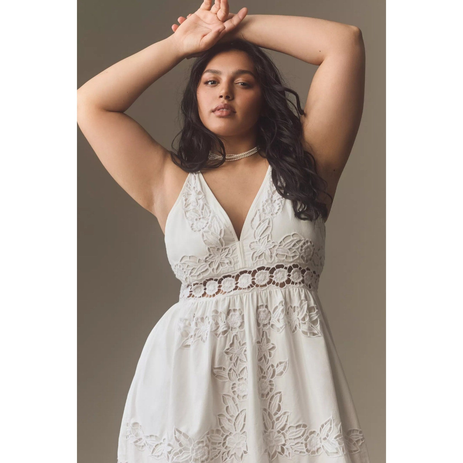 Anthropologie Vineet Bahl Sleeveless V-Neck Floral Cutwork Midi Dress $278