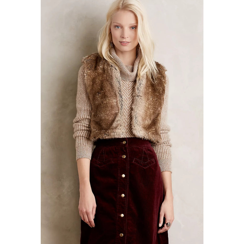 Anthropologie Artio Faux-Fur Leather Vest