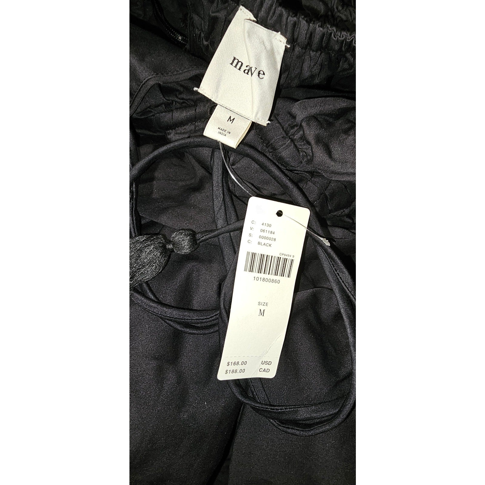 Anthropologie Maeve Sleeveless V-Neck Tie-Waist Midi Dress MEDIUM Black Anthropologie