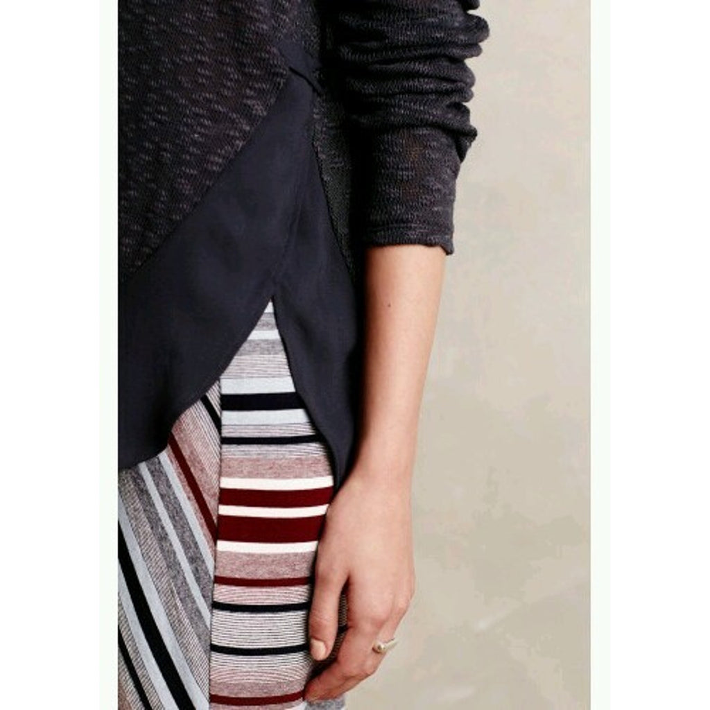 NEW Anthropologie Nubby Circle Tee Dark Gray by Deletta Size S Retails $68
