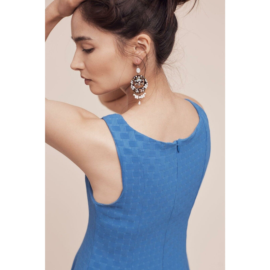New Anthropologie x Eva Franco Bleu de Jour Textured Mini Dress $178 Sz 2 Blue