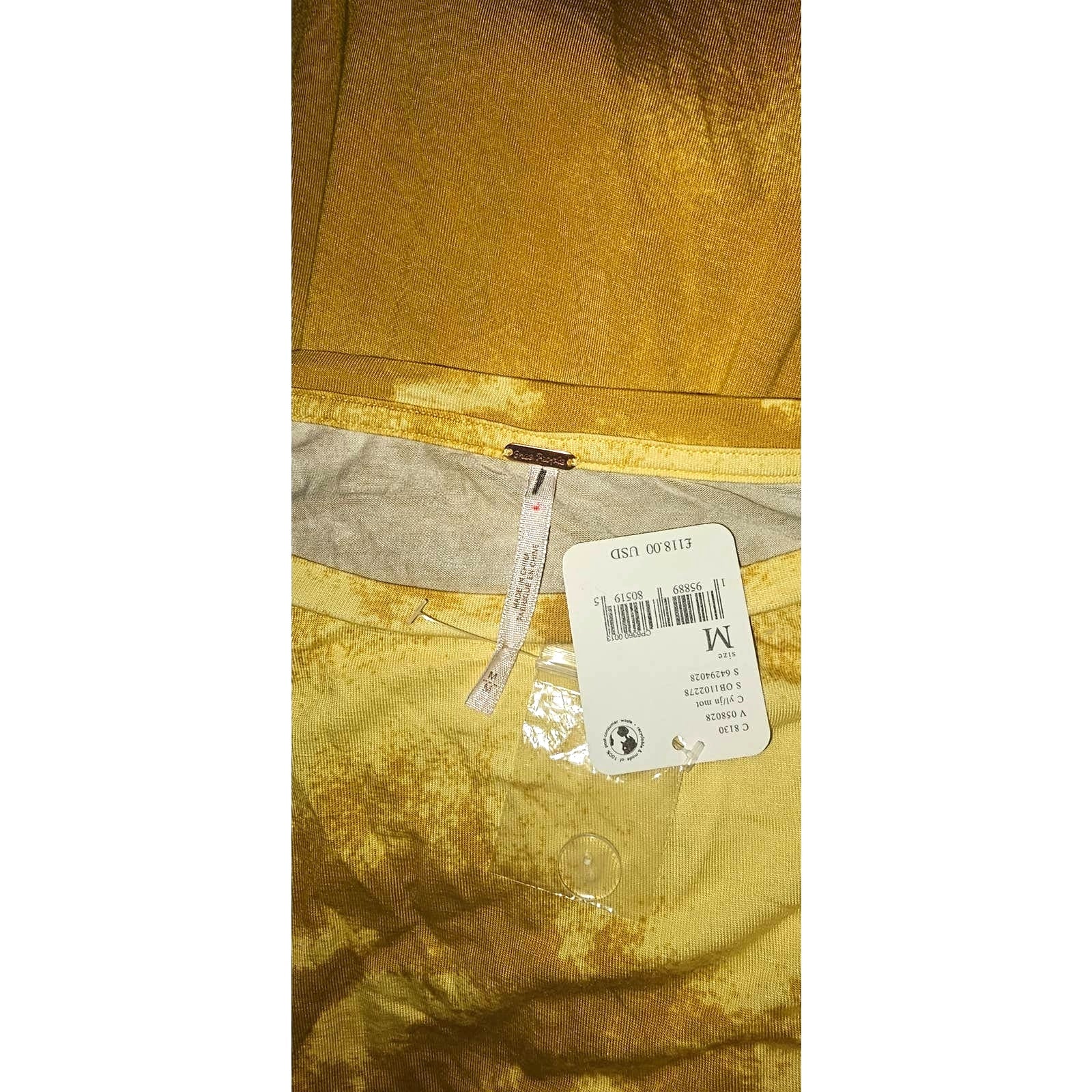 New Free People Alyssa Wrap Boho Maxi Dress MEDIUM $128 Yellow