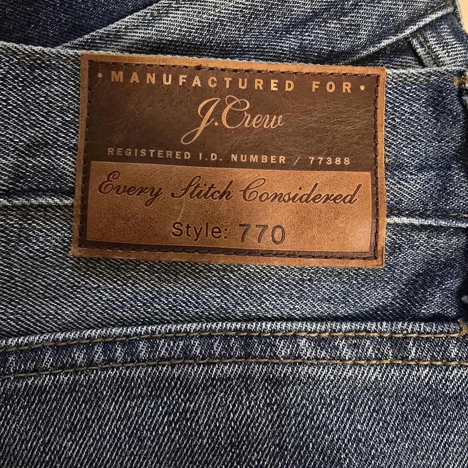 New J Crew 770 Straight-fit Stretch Denim Jeans in Medium Wash $148 W 32 L 32