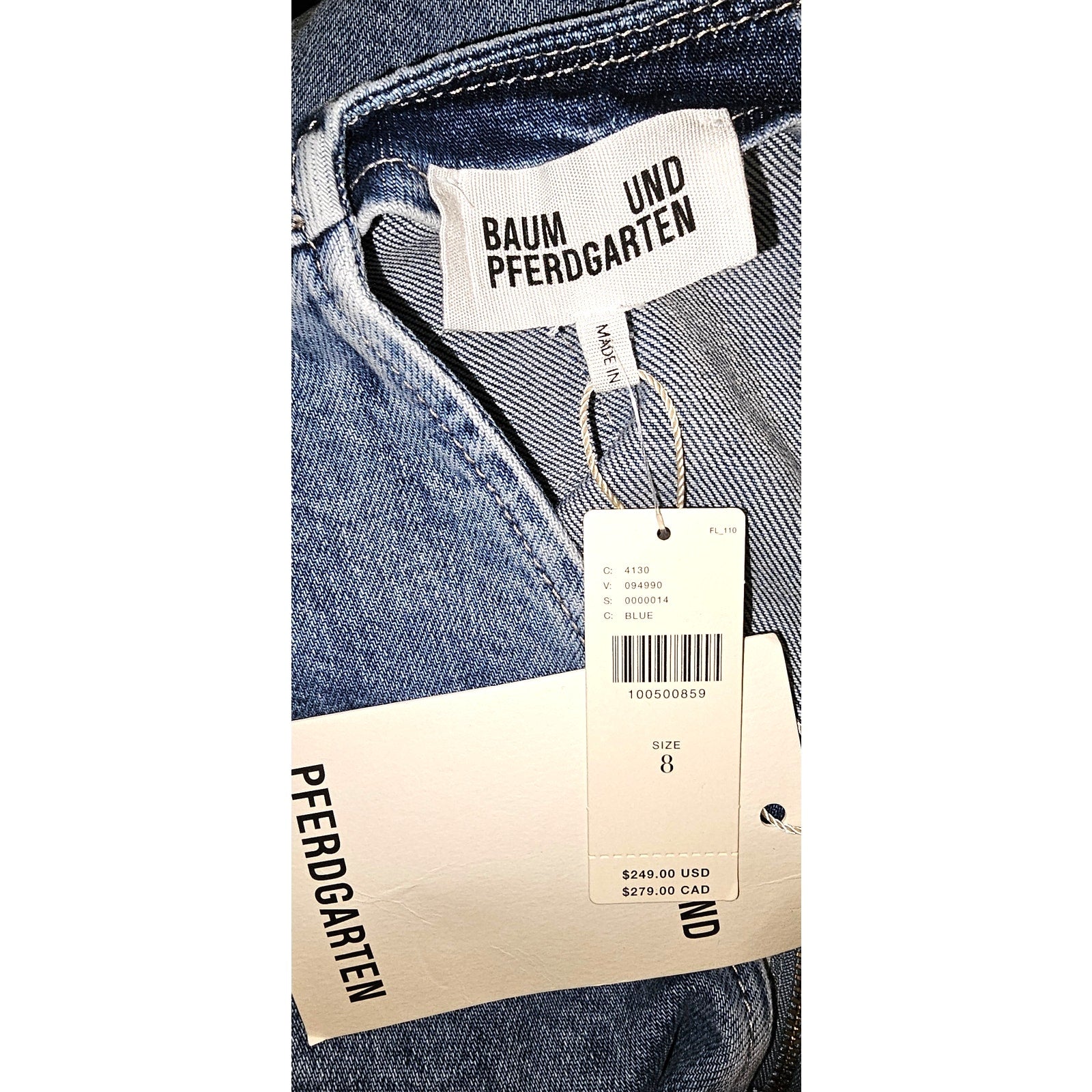 New ANTHROPOLOGIE Baum und Pferdgarten Ajki Bow Denim Mini Dress $249 SIZE 8