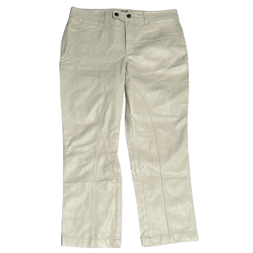 New FREE PEOPLE We The Free Rebel Vegan Leather Pants $128 SIZE 8 Ivory Slim