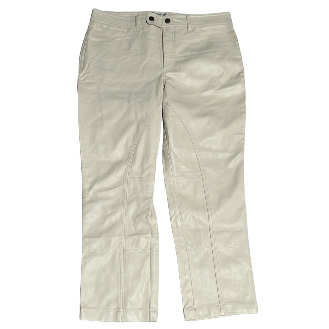 New FREE PEOPLE We The Free Rebel Vegan Leather Pants $128 SIZE 8 Ivory Slim