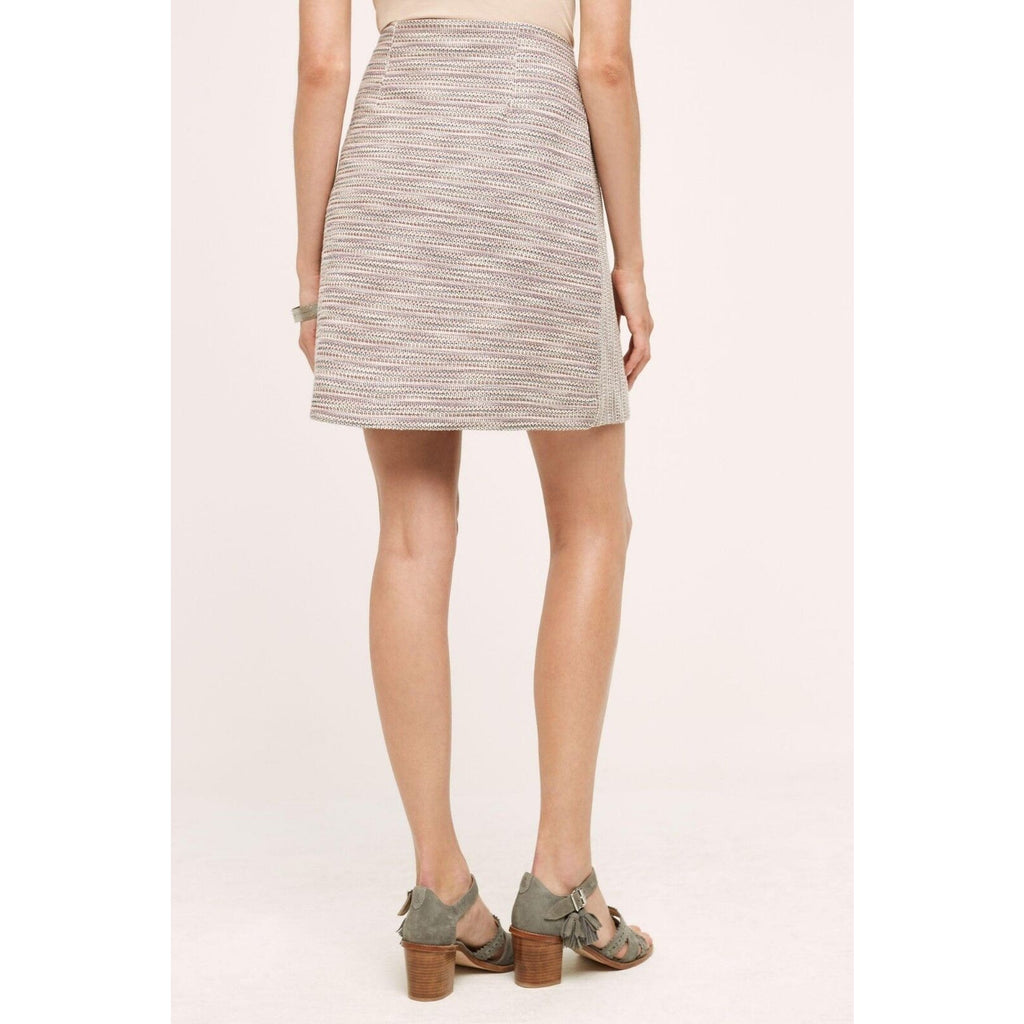 New Anthropologie Wrapped Fringe Mini Skirt By Maeve Size 6 $118 Blue Motif