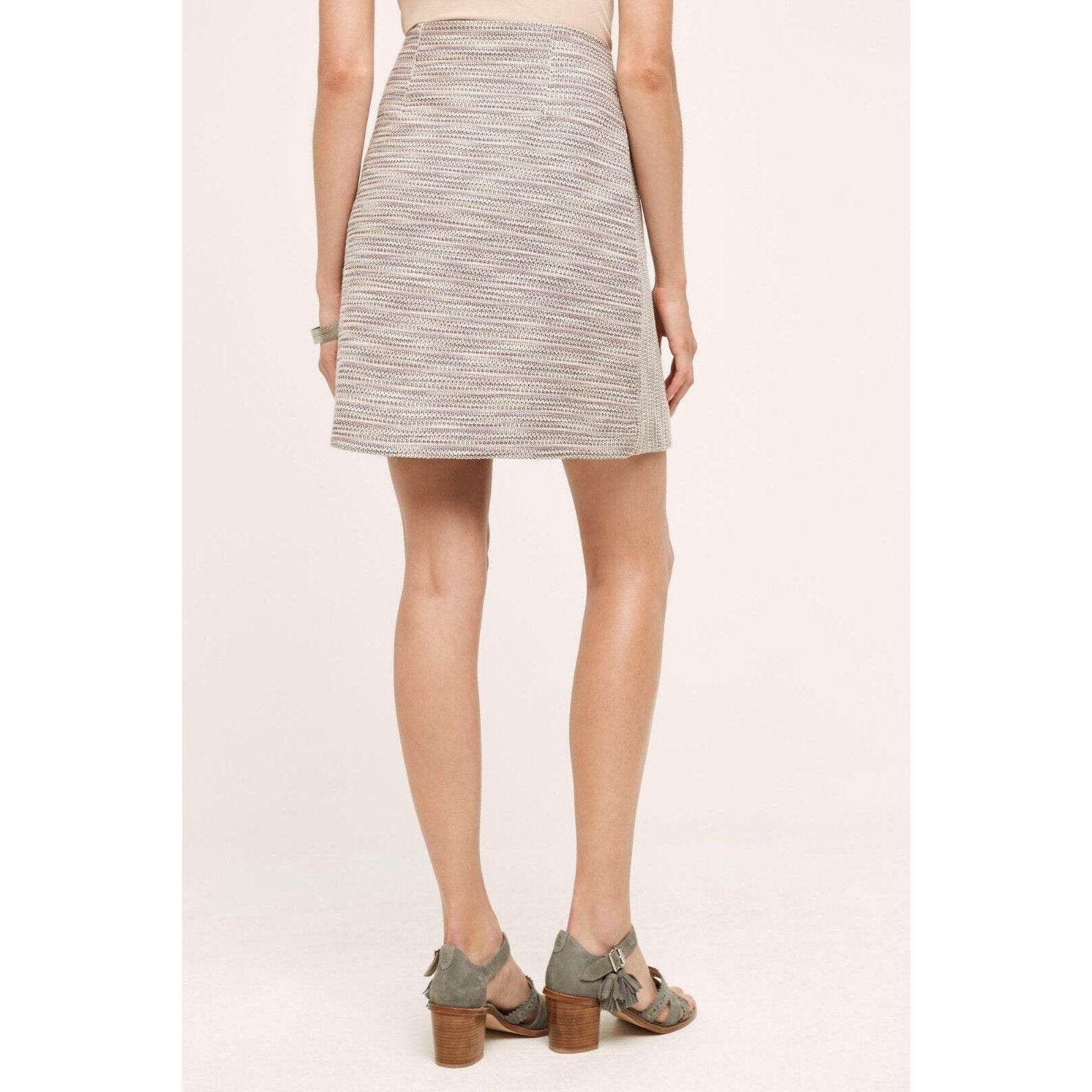 New Anthropologie Wrapped Fringe Mini Skirt By Maeve Size 6 $118 Blue Motif